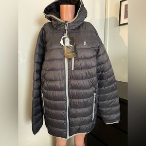 Blue puffer jacket